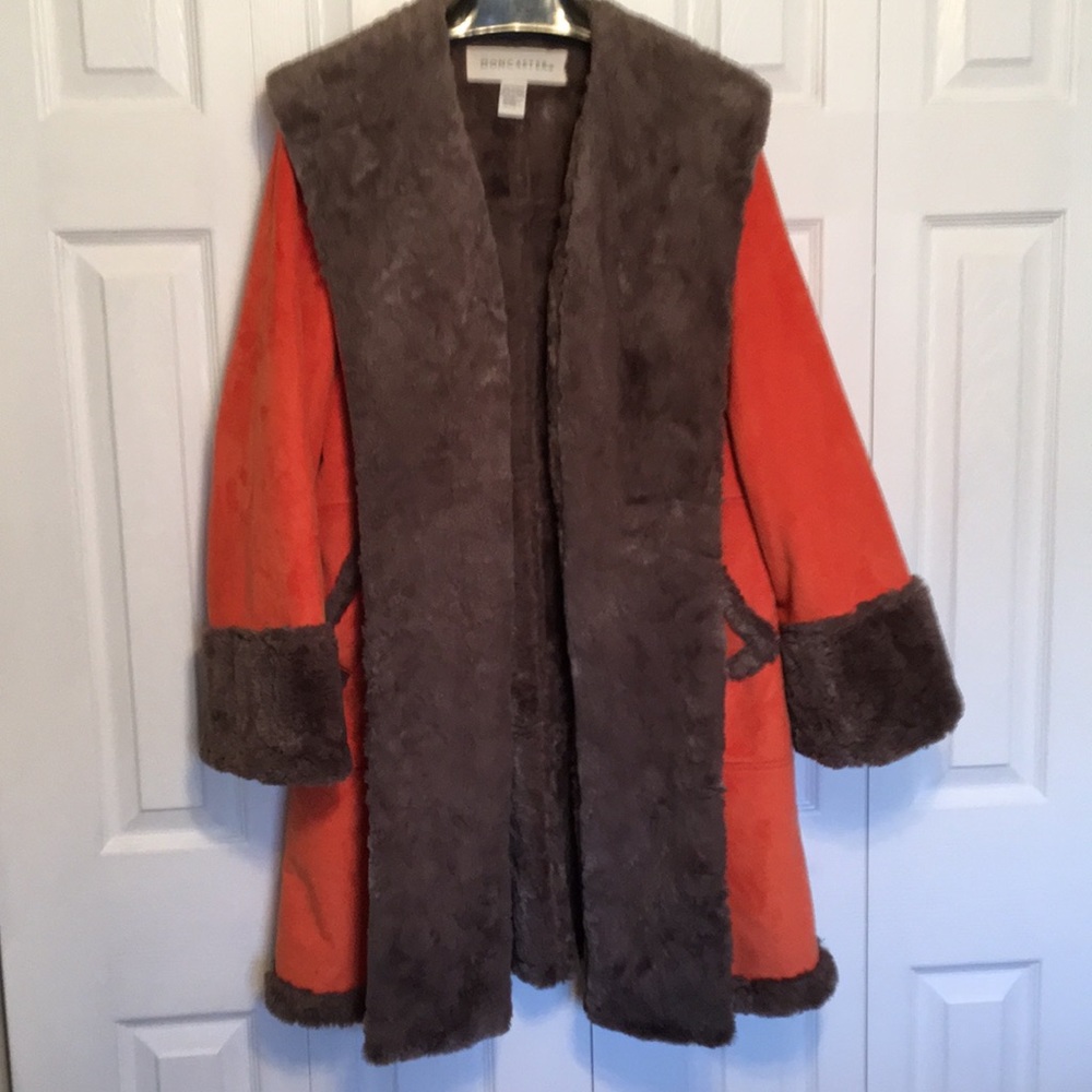 Faux suede/ with faux fur trim and lining